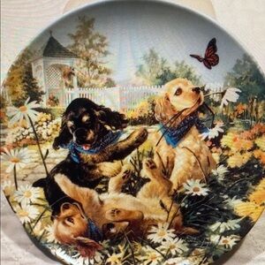 Puppy Collector Plate Everthings Coming Up Daisies
